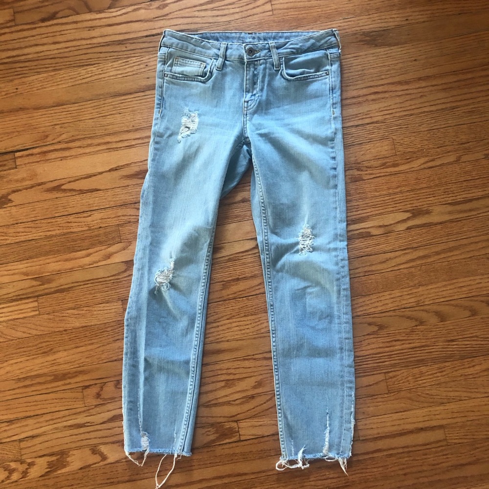 Zara Basic Distressed Skinny Jeans
